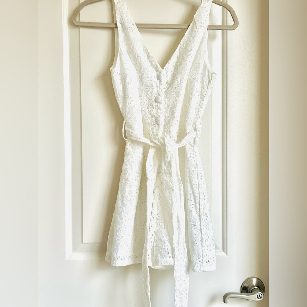 Gianni Bini White Eyelet Button Down Romper - Picture 4 of 9